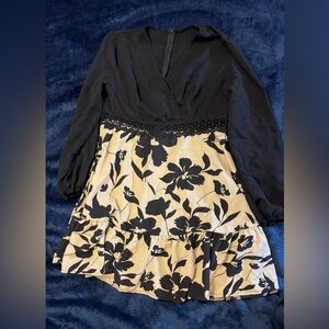 NWOT* Chic Black and Cream Floral Dress